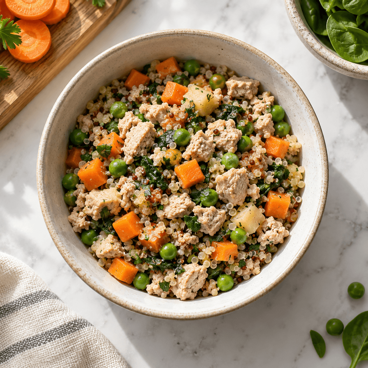 Gently cooked fresh pet food with visible protein and vegetables